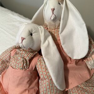Adorable Peach  and White Handmade Vintage Bunnies